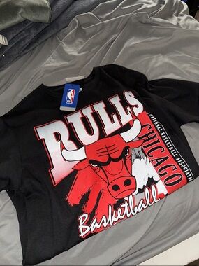 NBA Chicago Bulls Black Tee with Red & White Logo - BRAND NEW!